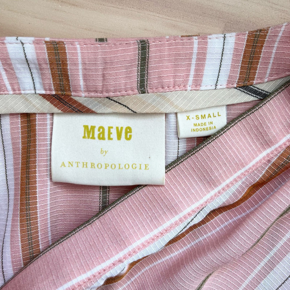 Anthropologie Maeve Brenda Peasant Top Blouse in Pink Stripes, Size XS - Picture 3 of 16